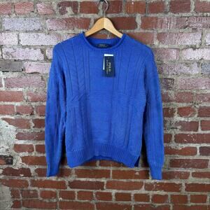 Polo Ralph Lauren Sweater Womens Medium Blue Cotton Textured Crewneck Pullover